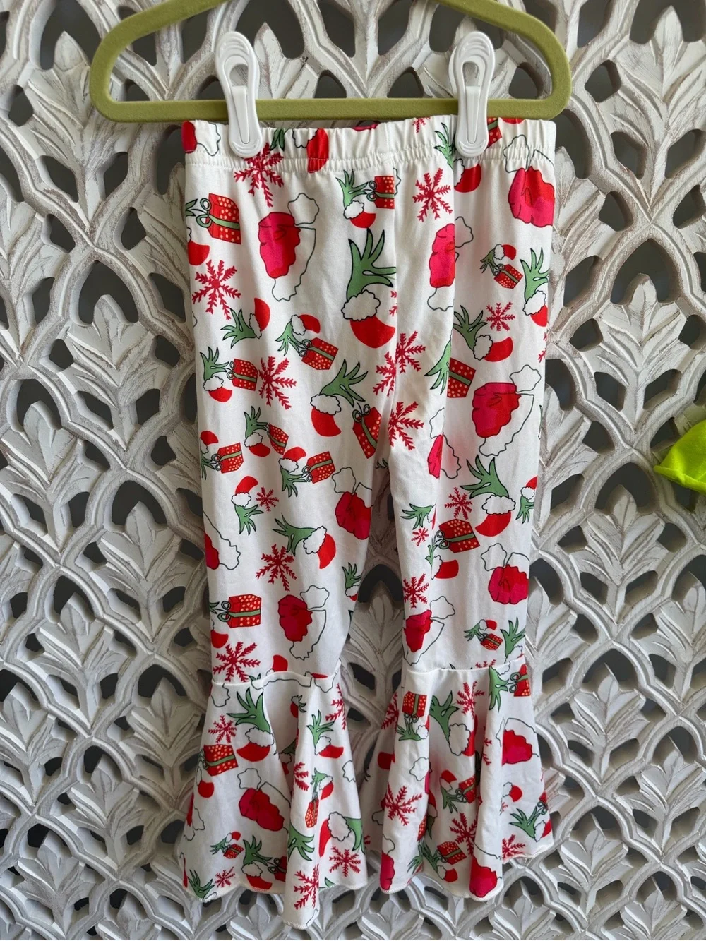 Girls Grinch Inspired Christmas Outfit Set 4-5Y Tunic Leggings Scarf